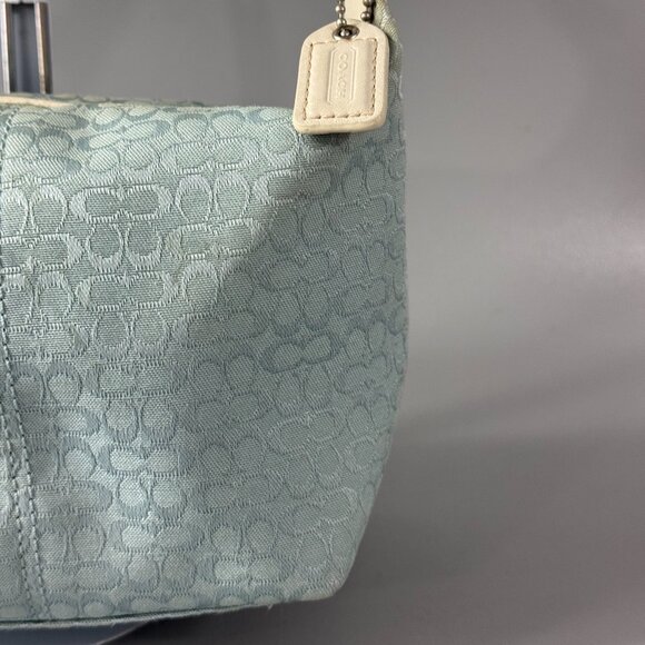 Coach Signature Shoulder Bag Canvas Light Blue - Picture 3 of 14